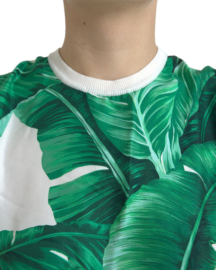 Dolce & Gabbana White Banana Leaf Print Crew Neck Tank Top