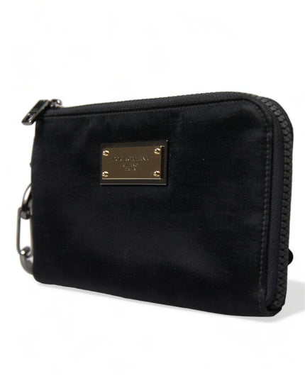 Dolce & Gabbana Black Nylon Logo Plaque Keyring Pouch Clutch Bag