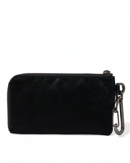Dolce & Gabbana Black Nylon Logo Plaque Keyring Pouch Clutch Bag