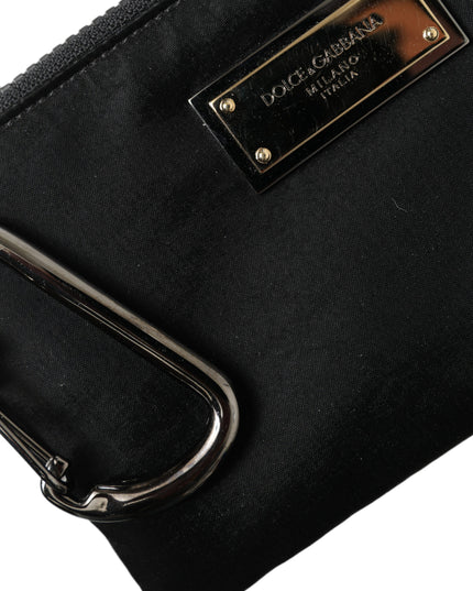 Dolce & Gabbana Black Nylon Logo Plaque Keyring Pouch Clutch Bag