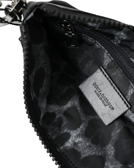 Dolce & Gabbana Black Nylon Logo Plaque Keyring Pouch Clutch Bag