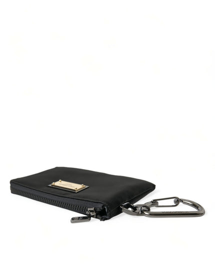 Dolce & Gabbana Black Nylon Logo Plaque Keyring Pouch Clutch Bag