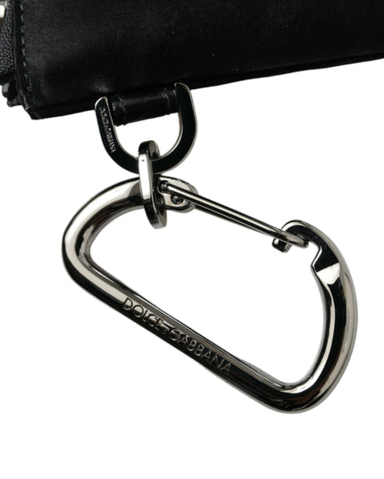 Dolce & Gabbana Black Nylon Logo Plaque Keyring Pouch Clutch Bag
