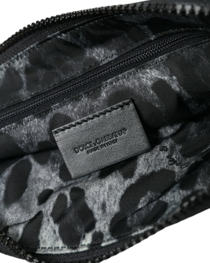 Dolce & Gabbana Black Nylon Logo Plaque Keyring Pouch Clutch Bag