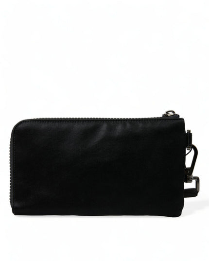 Dolce & Gabbana Black Nylon Logo Plaque Keyring Pouch Clutch Bag