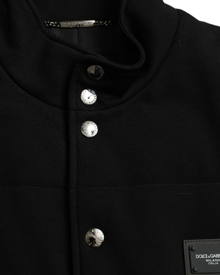 Dolce & Gabbana Black Rayon Buttoned Vest Logo Jacket
