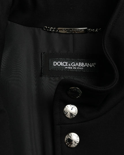 Dolce & Gabbana Black Rayon Buttoned Vest Logo Jacket