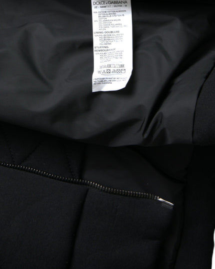 Dolce & Gabbana Black Cotton Hooded Logo Bomber Jacket