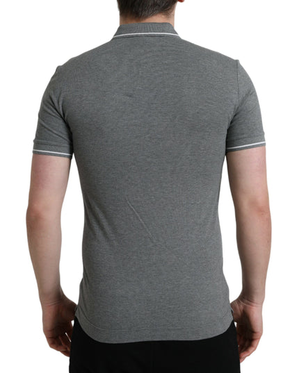 Dolce & Gabbana Gray Collared Short Sleeve Crown T-shirt