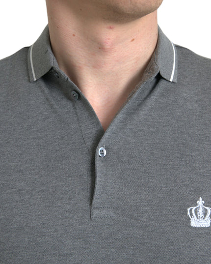 Dolce & Gabbana Gray Collared Short Sleeve Crown T-shirt