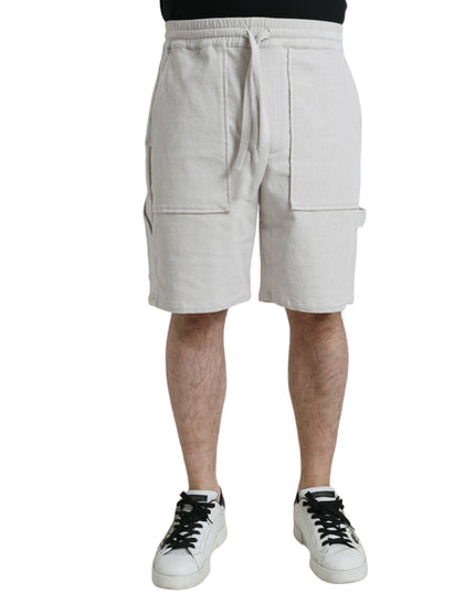 Dolce & Gabbana Beige Cotton Corduroy Logo Bermuda Shorts