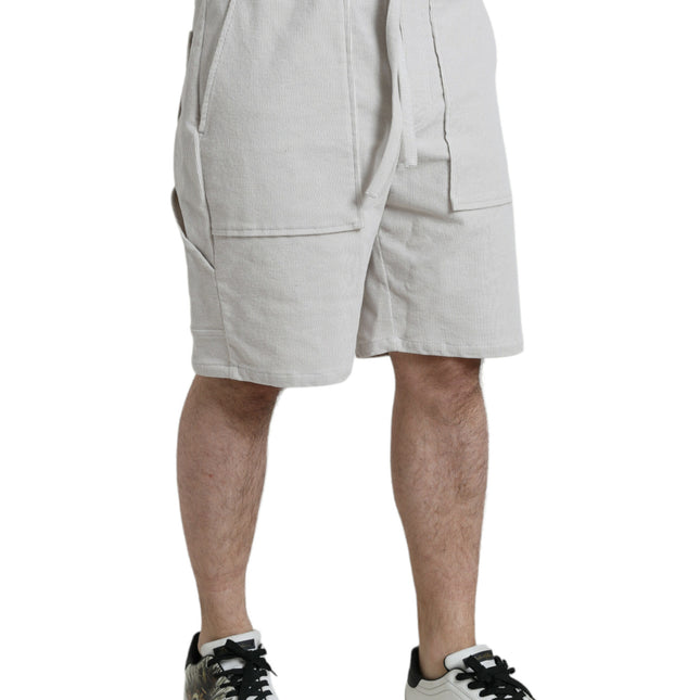 Dolce & Gabbana Beige Cotton Corduroy Logo Bermuda Shorts
