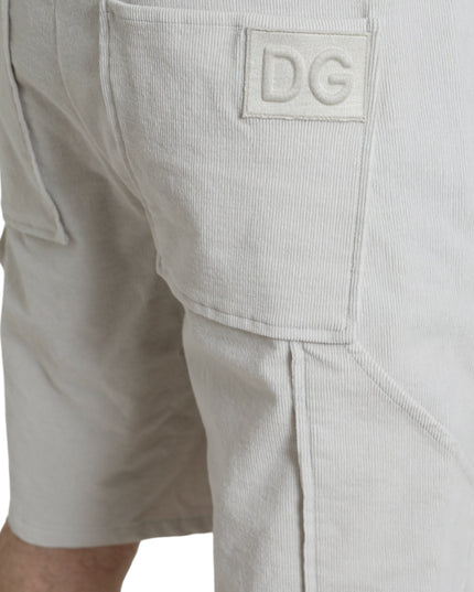 Dolce & Gabbana Beige Cotton Corduroy Logo Bermuda Shorts
