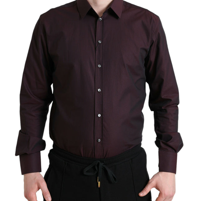 Dolce & Gabbana Maroon Jacquard Formal Dress MARTINI Shirt