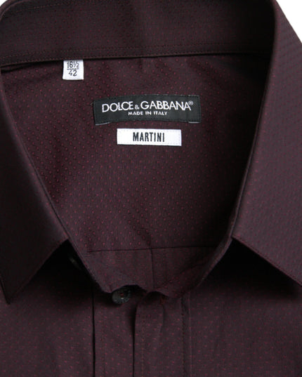 Dolce & Gabbana Maroon Jacquard Formal Dress MARTINI Shirt
