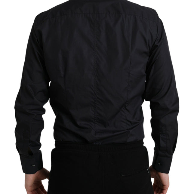 Dolce & Gabbana Navy Blue Cotton Collared Formal Dress Shirt