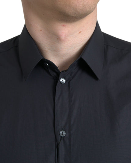 Dolce & Gabbana Navy Blue Cotton Collared Formal Dress Shirt