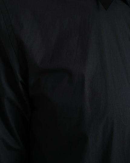 Dolce & Gabbana Navy Blue Cotton Collared Formal Dress Shirt