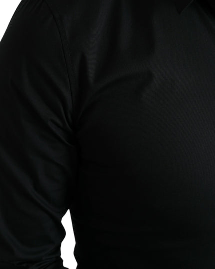 Dolce & Gabbana Black Cotton Stretch Slim Formal Dress Shirt