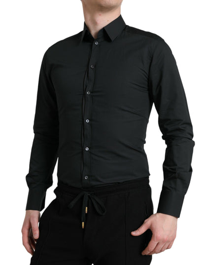 Dolce & Gabbana Black Cotton Silk Formal GOLD Dress Shirt