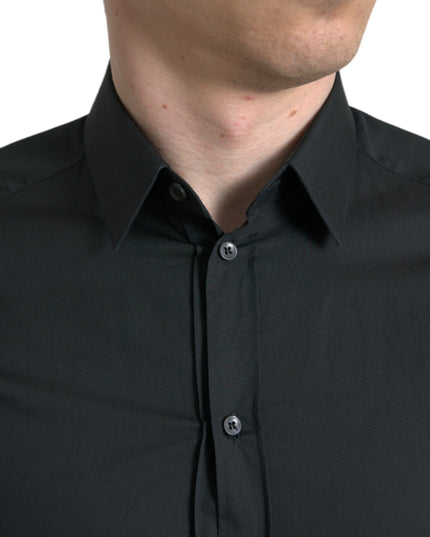 Dolce & Gabbana Black Cotton Silk Formal GOLD Dress Shirt