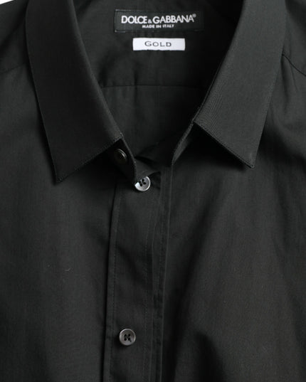Dolce & Gabbana Black Cotton Silk Formal GOLD Dress Shirt