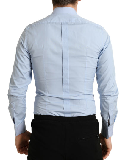 Dolce & Gabbana Sky Blue Cotton Men Formal GOLD Dress Shirt