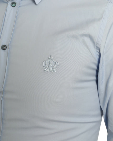 Dolce & Gabbana Sky Blue Cotton Men Formal GOLD Dress Shirt