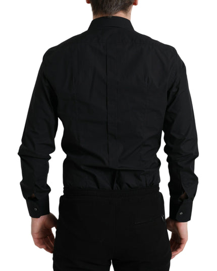 Dolce & Gabbana Black Cotton Men Formal GOLD Dress Shirt