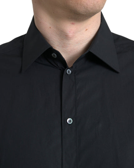 Dolce & Gabbana Black Cotton Men Formal GOLD Dress Shirt