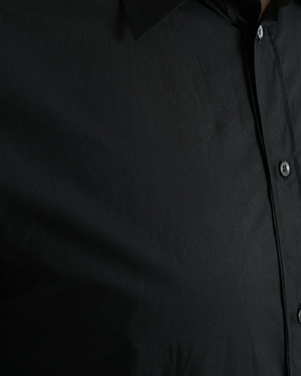 Dolce & Gabbana Black Cotton Men Formal GOLD Dress Shirt