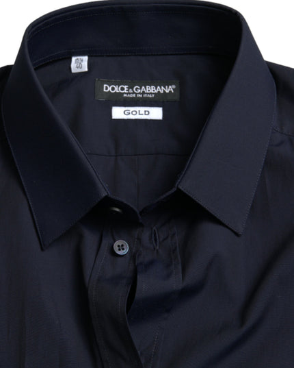 Dolce & Gabbana Navy Blue Slim Fit Formal GOLD Dress Shirt