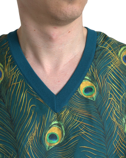 Dolce & Gabbana Green Peacock Feather Pullover Sweater