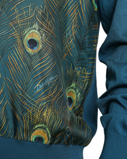 Dolce & Gabbana Green Peacock Feather Pullover Sweater