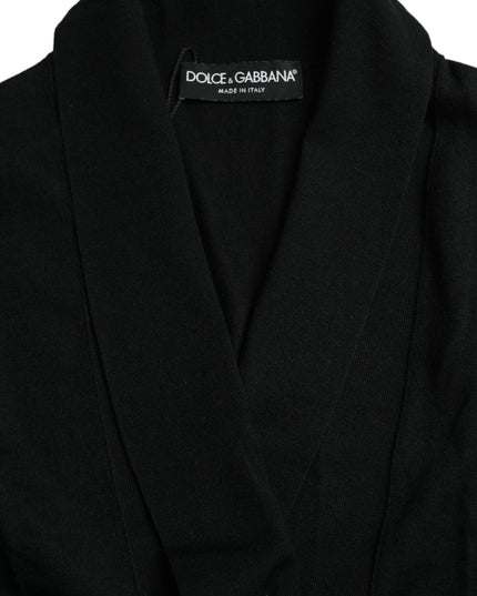 Dolce & Gabbana Black Cashmere Long Sleeves Belted Wrap Robe