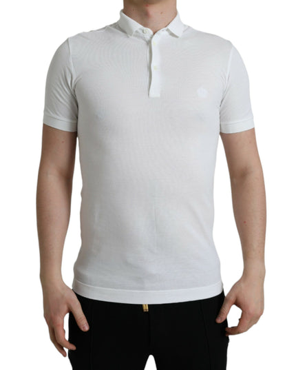 Dolce & Gabbana White Collared Short Sleeve Crown T-shirt