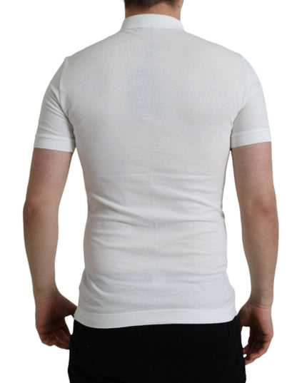 Dolce & Gabbana White Collared Short Sleeve Crown T-shirt