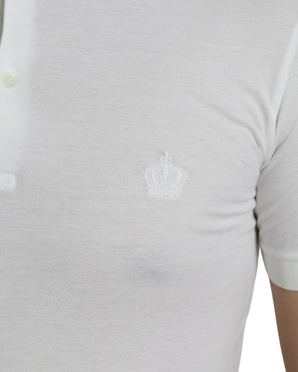 Dolce & Gabbana White Collared Short Sleeve Crown T-shirt