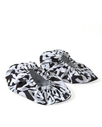 Dolce & Gabbana White Logo Print Nylon Slip On Flats Shoes