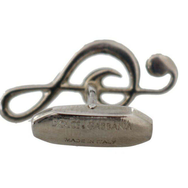 Dolce & Gabbana Silver Brass Tremble Clef Crystal Cufflinks