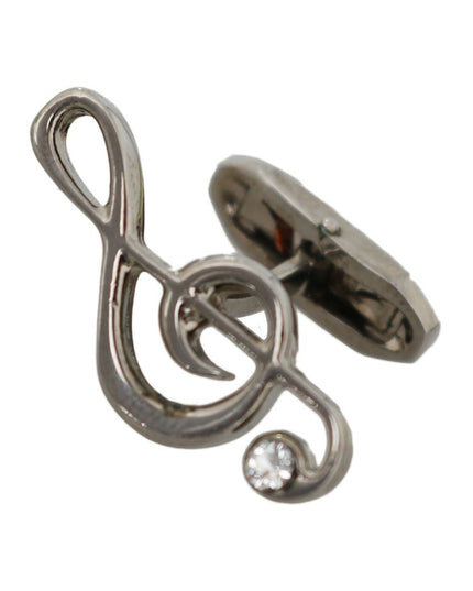 Dolce & Gabbana Silver Brass Tremble Clef Crystal Cufflinks