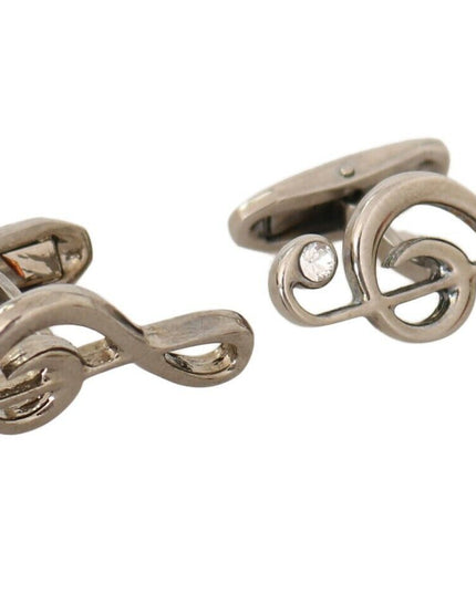 Dolce & Gabbana Silver Brass Tremble Clef Crystal Cufflinks