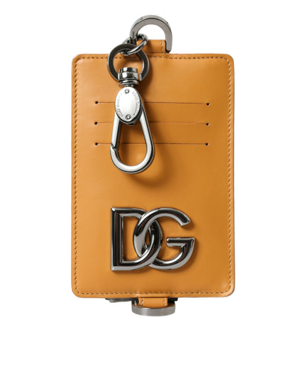 Dolce & Gabbana Orange Calf Leather Credit Card Holder Clip On Wallet