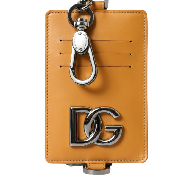 Dolce & Gabbana Orange Calf Leather Credit Card Holder Clip On Wallet
