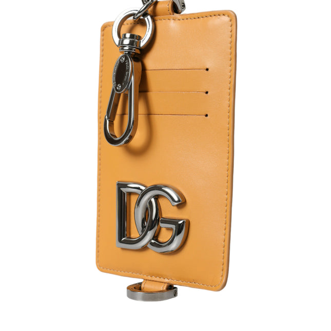 Dolce & Gabbana Orange Calf Leather Credit Card Holder Clip On Wallet