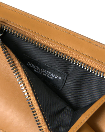 Dolce & Gabbana Orange Calf Leather Credit Card Holder Clip On Wallet