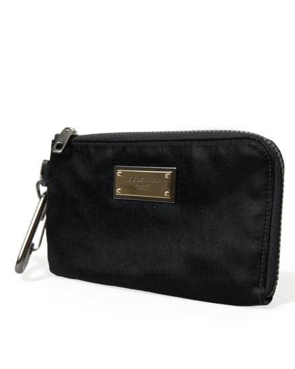 Dolce & Gabbana Black Nylon Logo Plaque Keyring Pouch Clutch Bags
