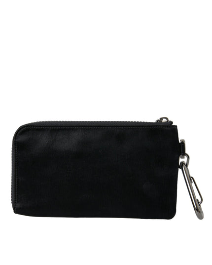 Dolce & Gabbana Black Nylon Logo Plaque Keyring Pouch Clutch Bags