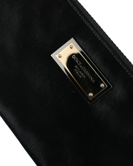 Dolce & Gabbana Black Nylon Logo Plaque Keyring Pouch Clutch Bags