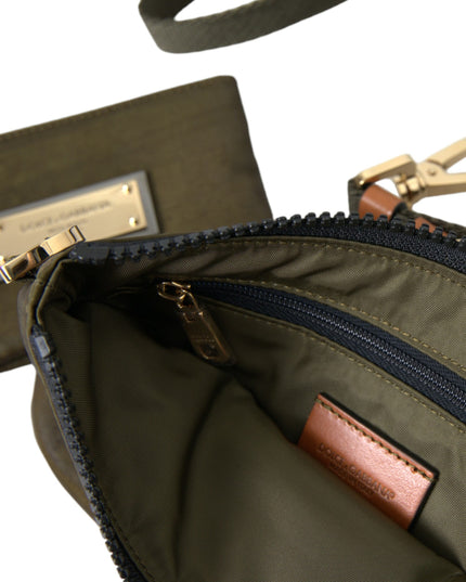 Dolce & Gabbana Dark Green Nylon Logo Multifunctional Kit 2 Pcs Set Bags